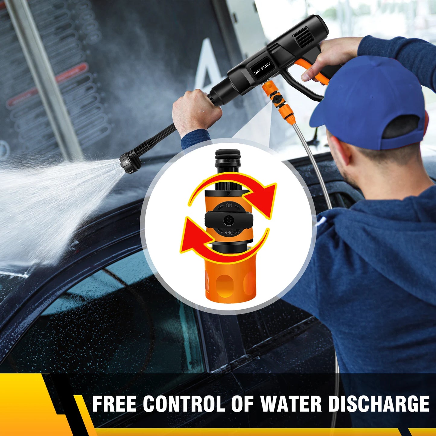Cordless Portable Power Washer with  4.0Ah Battery 6-in-1 Nozzle, Handheld Brushless High-Pressure