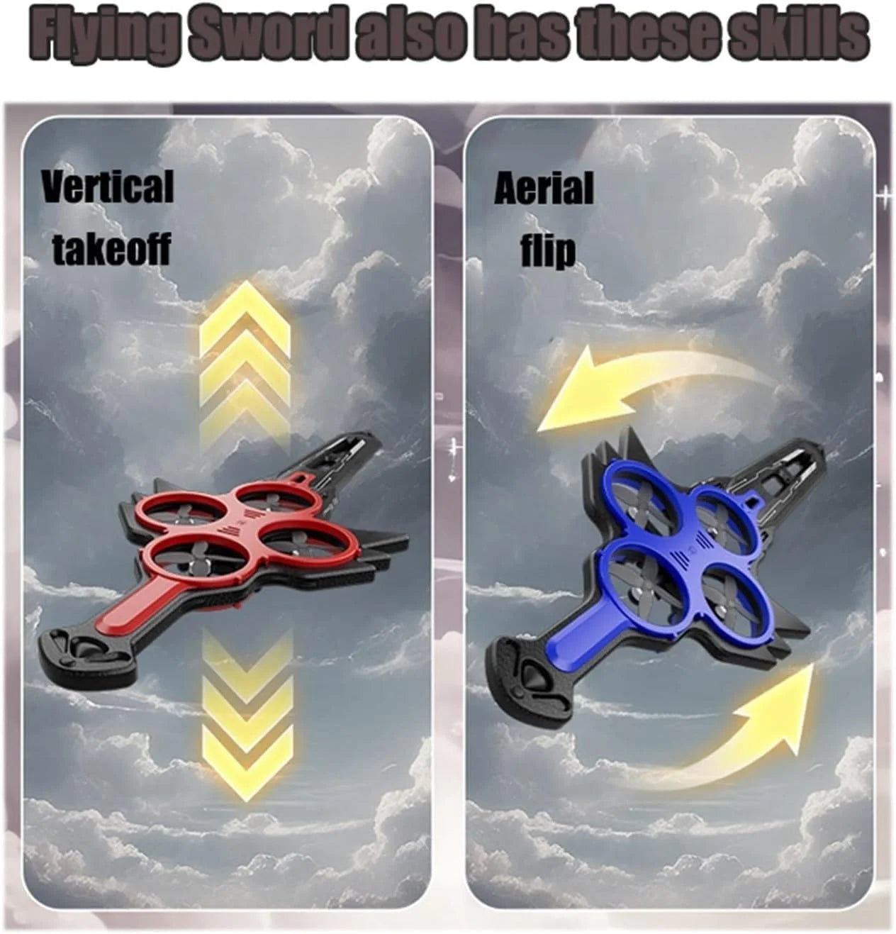 70cm Remote Flying Sword Drone,Rc Glider For Adults,3-Speed Stunt Hand Remote Controlled,Drop-Resistant Material,360° Stunt Flip