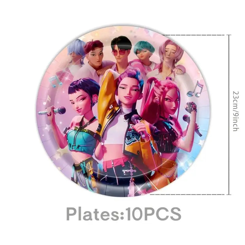 NEW Kpop Demon Hunter Decoration Birthday Supplies Kpop Birthday Theme Ballons Plate Cup Napkin Gift Bag Background Party Favor