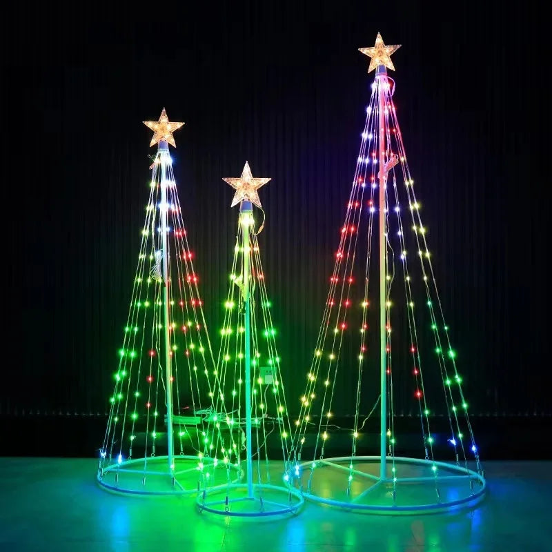 Control Christmas NEW LED Tree Indoor Outdoor Metal Ring Led String Decorative Light