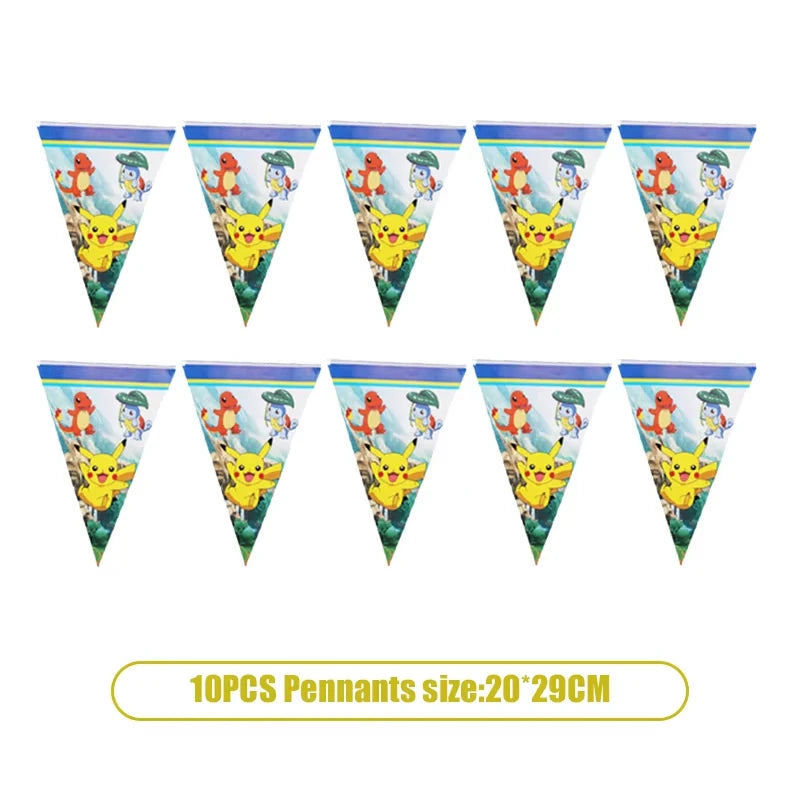 Pikachu Birthday Party Supplies Pokemon Decorations Favor Gifts - Foil Balloons Disposable Stickers Bracel Banner for Fan Events