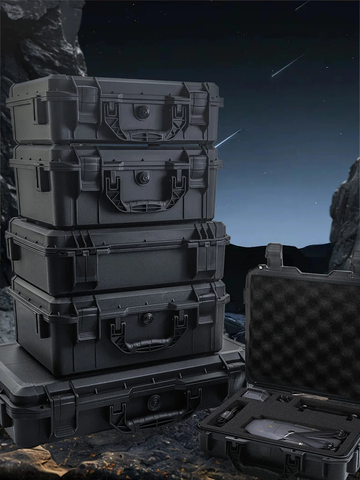 1pc Universal Portable Plastic Tool Box With Foam Insert Waterproof & Shockproof Hard Carrying Case With Pre-cut Sponge