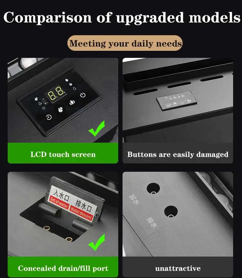 Water Vapor Fireplace Germicidal UV Lamps Customized 3D Flame Electric Fireplace Tv Stand