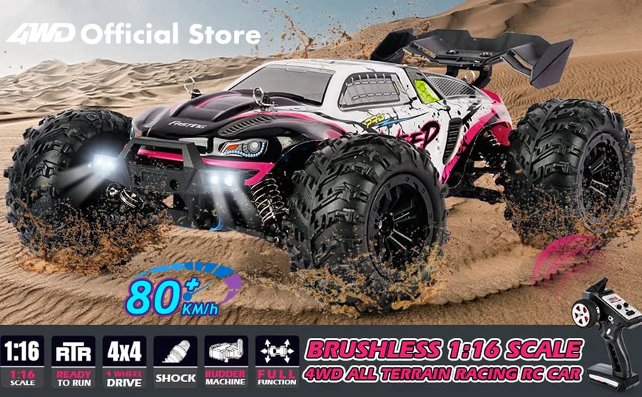 4WD 1:16 80KM/H Super Brushless 50KM/H Brushed RC Car 4x4 Off Road High Speed Drift Racing Truck Toy Kids Adults