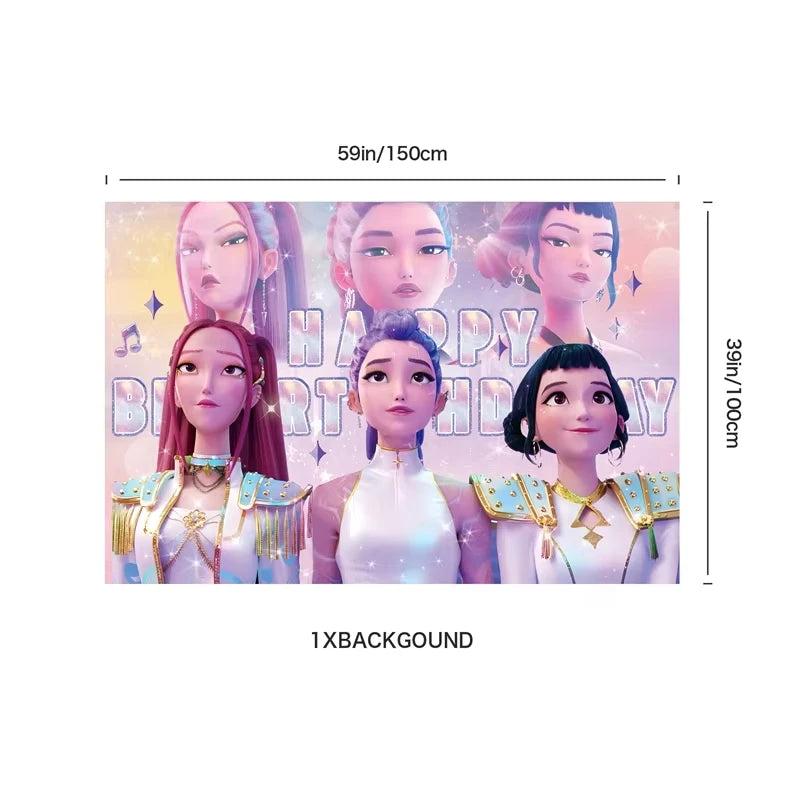 K-Ppop Demon Hunter Disposable Tableware Set Paper Cups Plates Cake Topper Birthday Supplies Favors Gift Bag Christmas