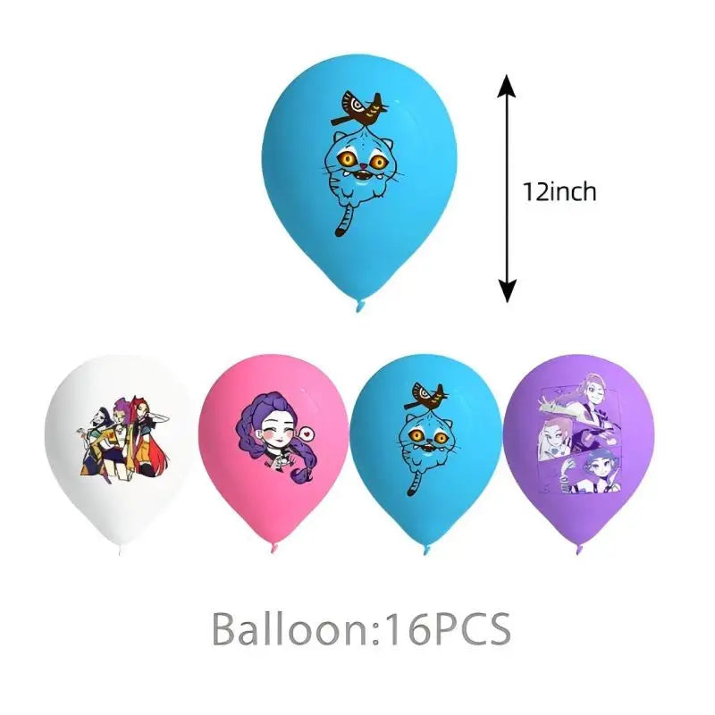 NEW Kpop Demon Hunter Decoration Birthday Supplies Kpop Birthday Theme Ballons Plate Cup Napkin Gift Bag Background Party Favor