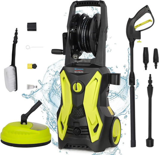 Electric Pressure Washer, 2000W 150Bar 450L/H Power Jet With Patio Cleaner Fix Brush,Turbo Nozzle Soap Dispenser