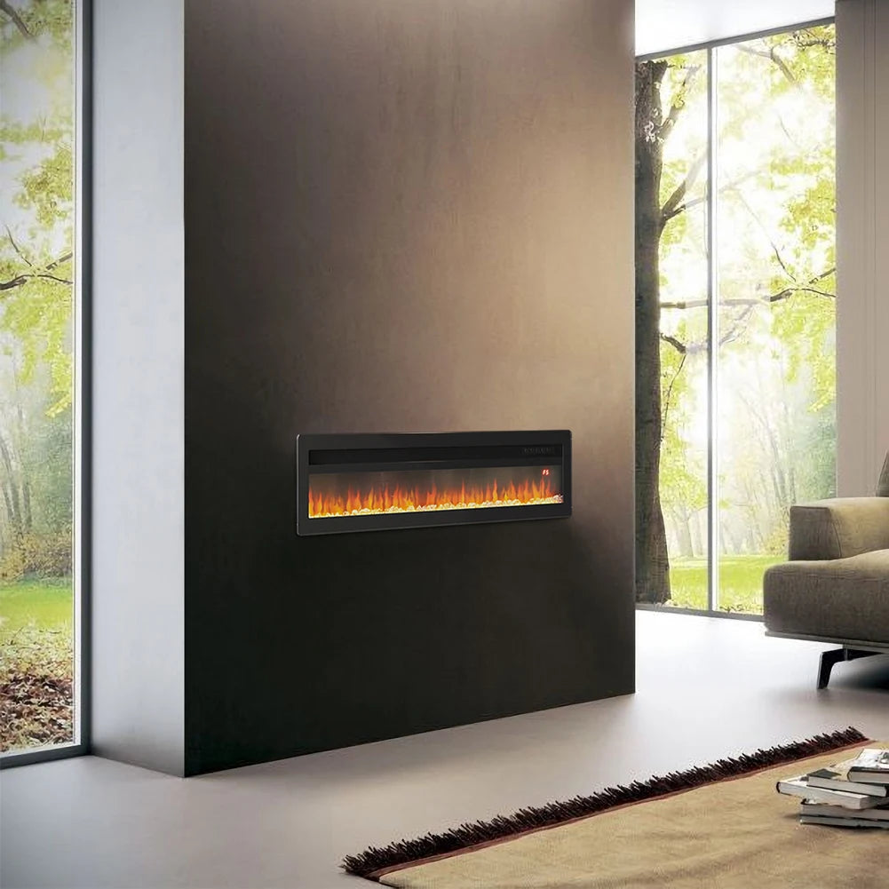 LED Electric Wall Fireplace 9 Flame Colours with Freestanding Leg, Black 40inch