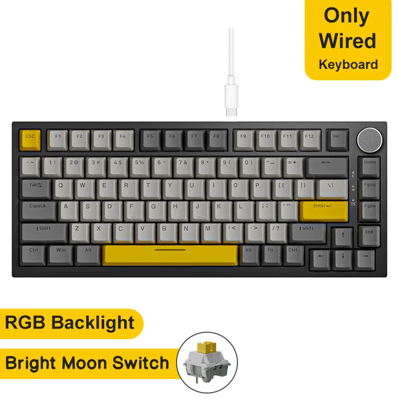 Pro Gaming Mechanical Keyboard Bluetooth 5.1/Wireless/C-Wired Customised Keyboard with Knob Hot Swapping Gasket