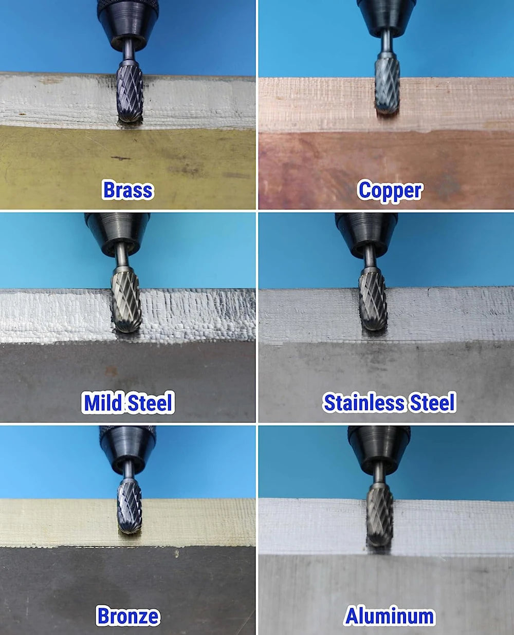 10PCS Carbide Burr Set Compatible with Dremel 1/8" Shank Die Grinder Rotary Tool Rasp Bits Wood Metal Carving Electric Grinding