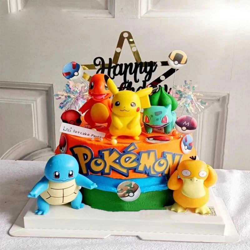 15Pcs/Set Pokemon Cake Topper Pikachu Anime Figure Party Birthday Pokemon Cake Decoration Supplies Ornaments