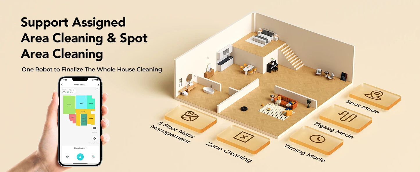 L15 ultra Robot Vacuum And Mop Combo 3 In 1 Vacuum Cleaner Auto-Charging 5 Maps