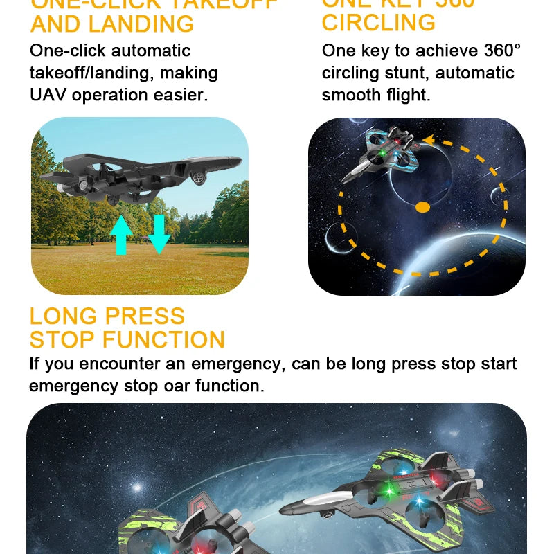 2.4G Remote Control Fighter Electric Foam Glider Stunt Tumbling UAV Helicopter with LED Lights