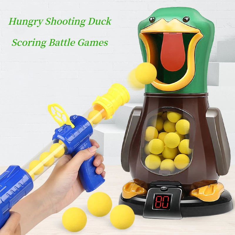 Hungry Shooting Duck Toys Air-powered Gun Soft Bullet Ball With Light Electronic Scoring Games for Kids