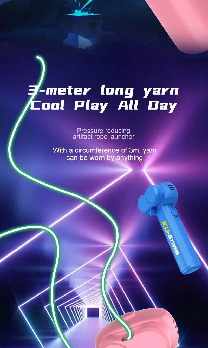 Light Toy String Glow In The Dark String Rope Launcher Luminous Portable Handheld String Stress Relief Toys For Kids