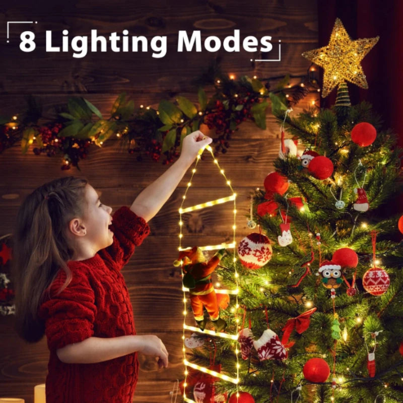 Christmas LED Santa Claus Climbing Ladder Light USB Plug 8 Flashing Modes
