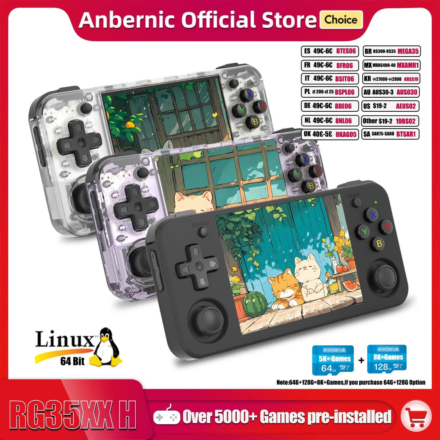 RG35XX H Hand-held Consoles For Playing Video Games 3.5-inch Screen