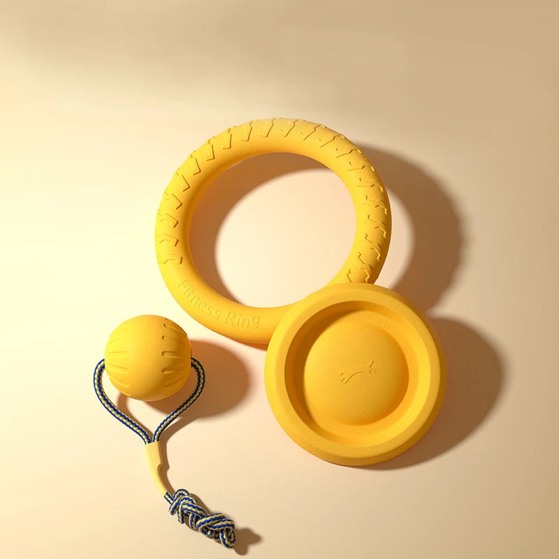 EVA Durable Dog Toys 4 Pack  Flying Disc + Ball + Tug Rope for Puppy&Adult Dogs  Chew-Proof