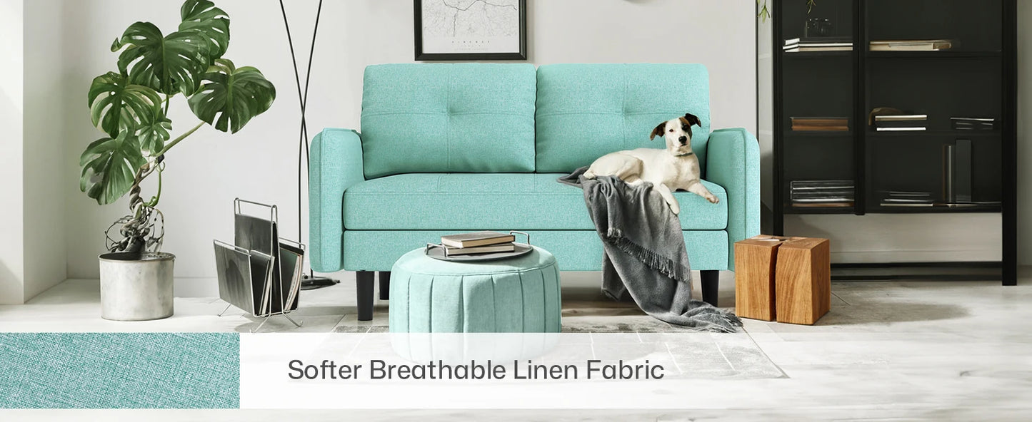 2 Seater Sofa, Modern Velvet Sofa Couch with Thicken Cushions for Living Room, Bedroom, Apartment,