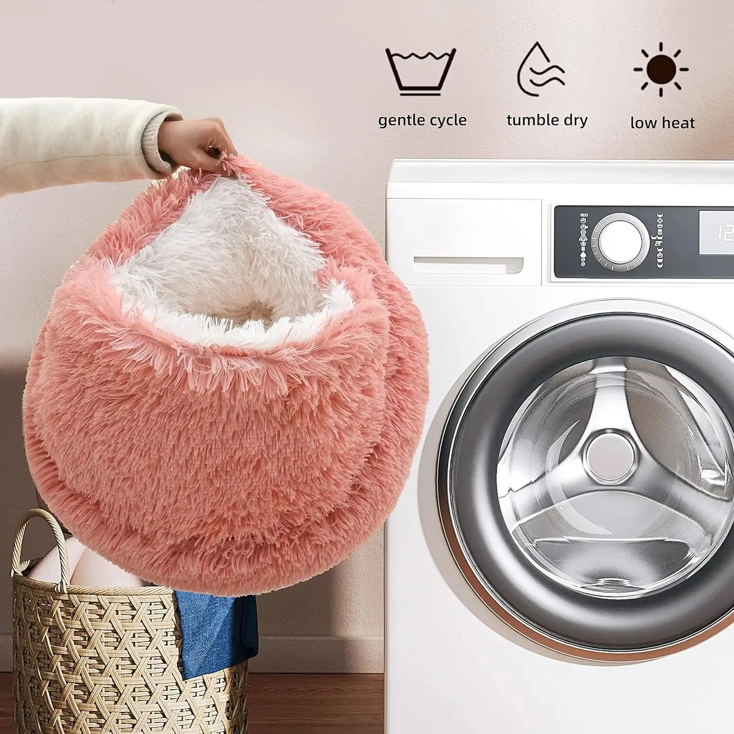 2 in 1 Soft Plush Pet Bed 50CM with Cover Round Pet Puppy Mattress for Small Dogs Cats