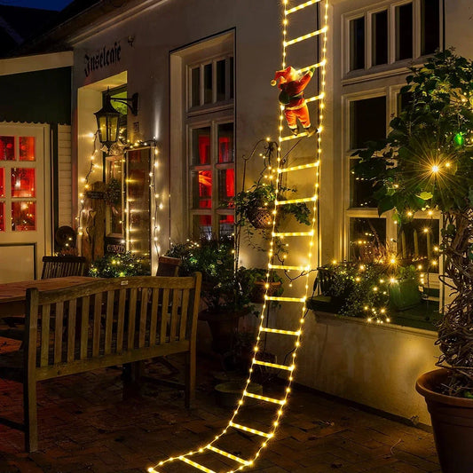 3M Santa Claus Climbing Ladder Warm Light Christmas Decoration Home Outdoor