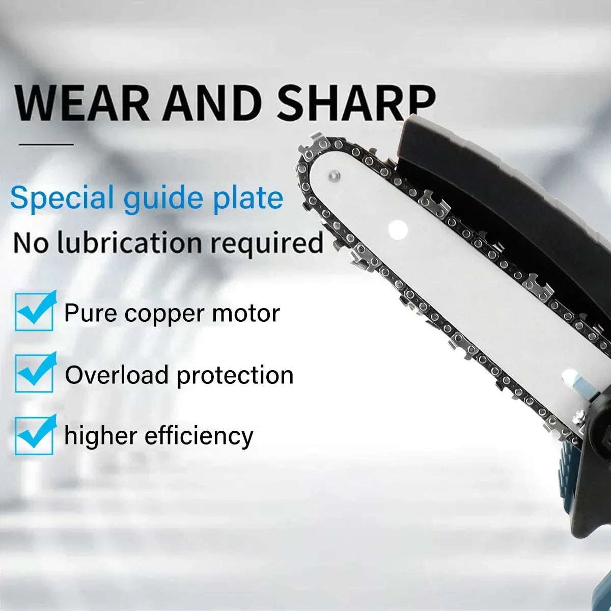 4000W 8'' Mini Cordless Chainsaw 21V Electric One-Hand Wood Cutter 2 Batteries