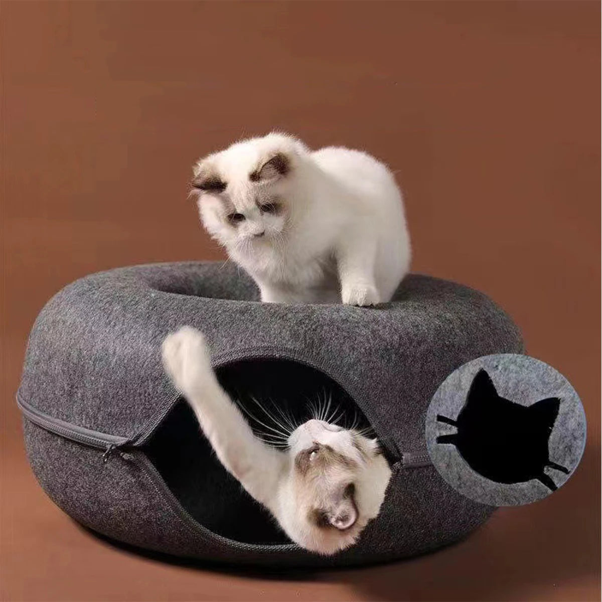 Interactive Round Small Cat Tunnel Nest Felt Kittens Bed House Scratcher
