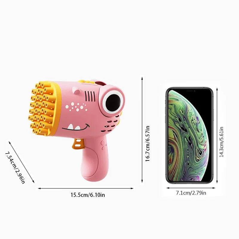 40 Hole Dinosaur Handheld Bubble Machine, Electric Bubble Gun Outdoor Toy