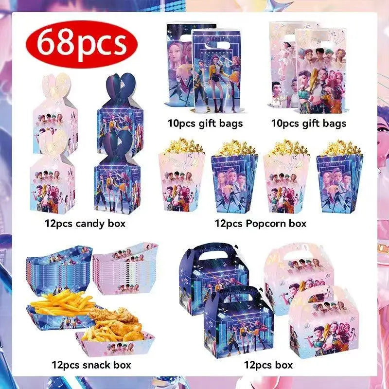 Kpop Demon Hunter Birthday Gift Bag Paper Box Party Favors Goodie Filler Candy Box Storage Party Supplies