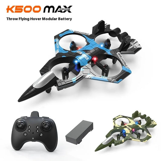 K500max Fighter Jet Quadcopter Drone Rolling Stunt Lights Rc Airplane