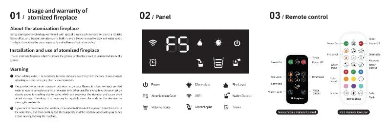 3D Atomizing Fireplace For Living Room Multi-color Fake Flame Electronic Remote Control Water Steam