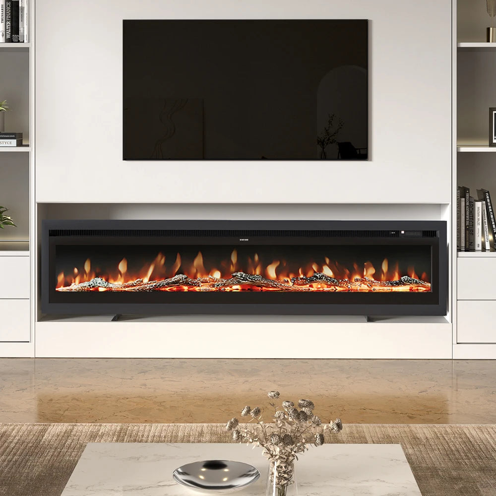 70/80 Inch Electric Fireplace with Remote 12 Flame Colours 1800W Home Decoration