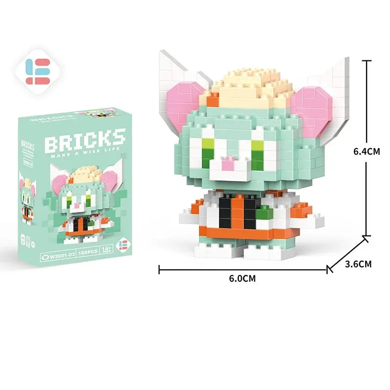 Disney LiLo Stitch Toys Building Blocks Pokeman Pikechu lega Anime Cartoon Character Model