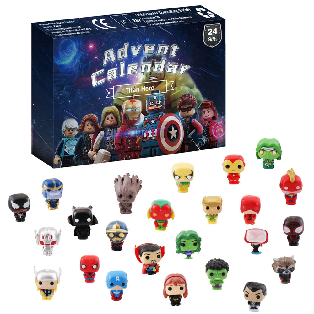 Disney Marvel Advent Calendar Box Anime Action Figure Model Building Blocks Christmas Kids Toys