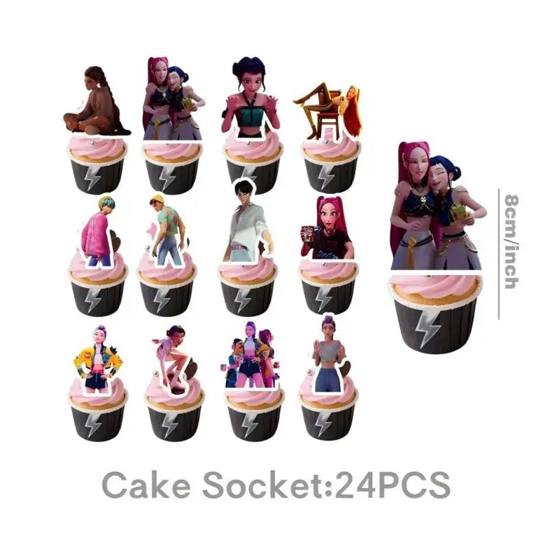 NEW Kpop Demon Hunter Decoration Birthday Supplies Kpop Birthday Theme Ballons Plate Cup Napkin Gift Bag Background Party Favor