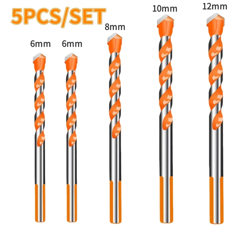 16PCS Tungsten Carbide Masonry Drill Bit Set for Metal Steel Porcelain Ceramic Tile Concrete Brick Wood 3-12mm Drilling Tools