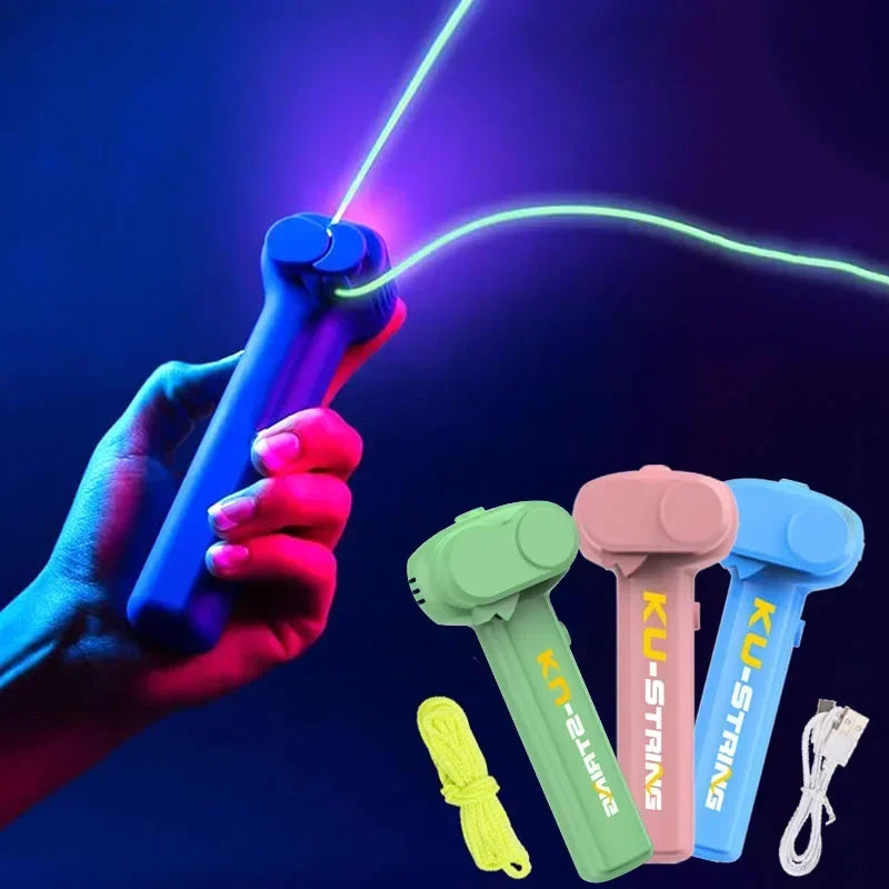 Light Toy String Glow In The Dark String Rope Launcher Luminous Portable Handheld String Stress Relief Toys For Kids