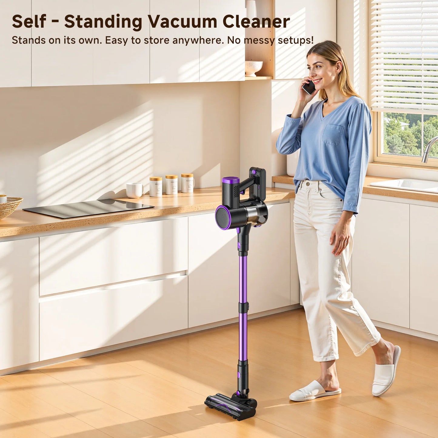 Lubluelu P4 Cordless Vacuum Cleaner 36Kpa Suction, 40Mins Runtime, Self-Standing for Hard Floor Carpet
