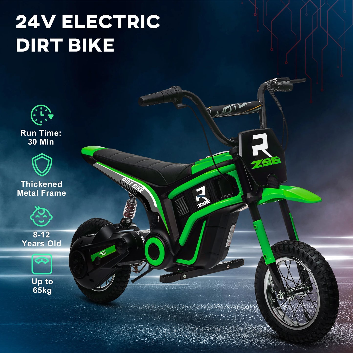 24V Kids Electric Motorbike with Twist Grip Throttle, Music, Horn