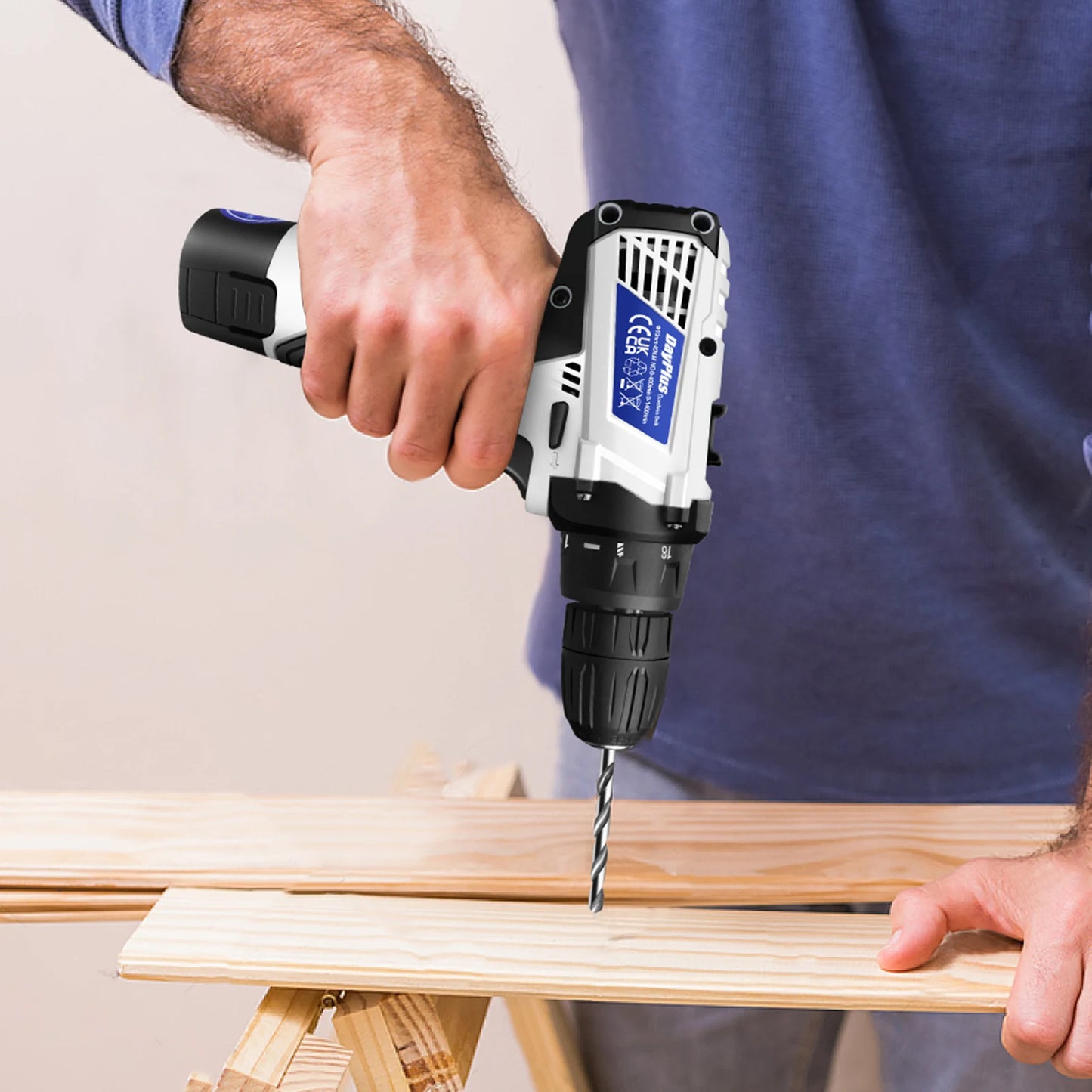 12V Cordless Drill Combo Cutter Electric Screwdriver Kit, 2 Variable Speed 18 + 1 Torque Setting, 23 Drill/Screwdriver Bits