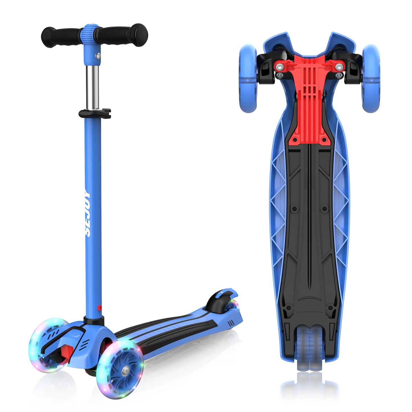 Adjustable foldable pedal Kids Scooter Light-Up 3 Wheels Adjustable Height to Steer for Ages 3-10