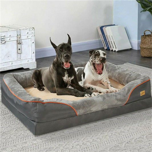 Jumbo Large Orthopedic Dog Bed Memory Foam Pet Sofa Couch Waterproof Elevated Cushion Warm & Removable Cover