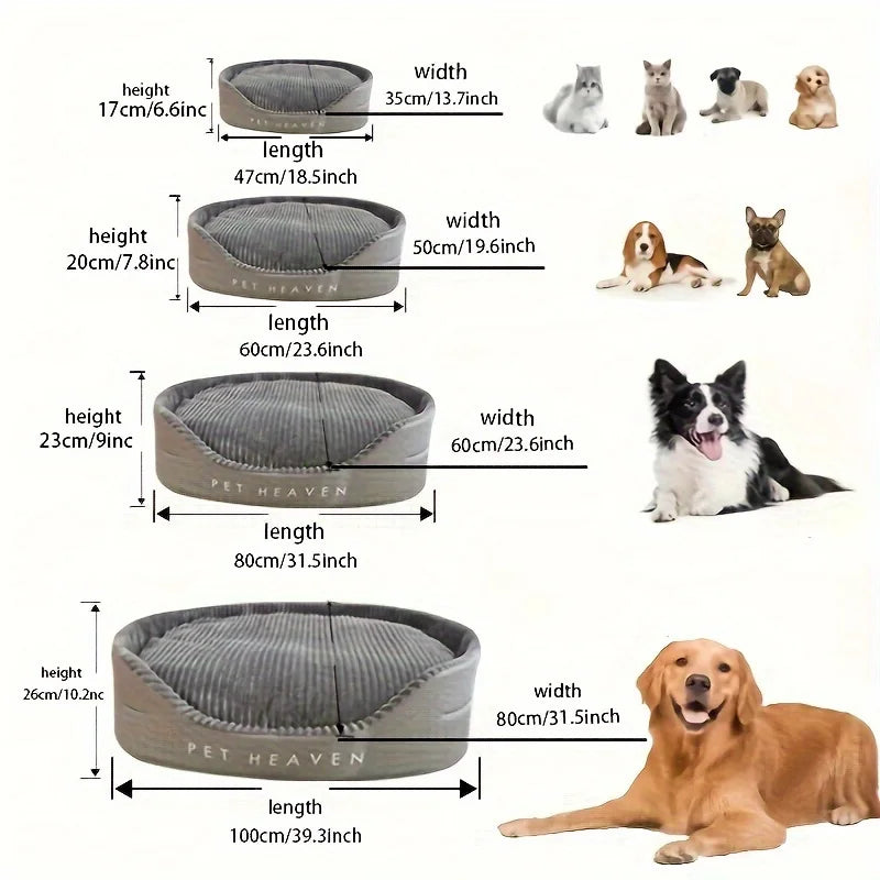 Super Soft Chew Resistant Dog Bed, Luxury Plush Thickened Mat, Machine Washable All Season Pet Sofa Cushion for Small Large Dogs