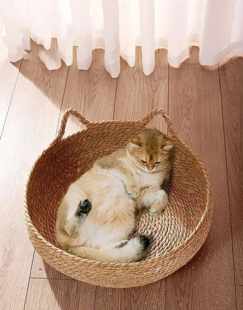 Purely natural woven cat bed, universal washable , pet supplies accessory, Suitable for all seasons