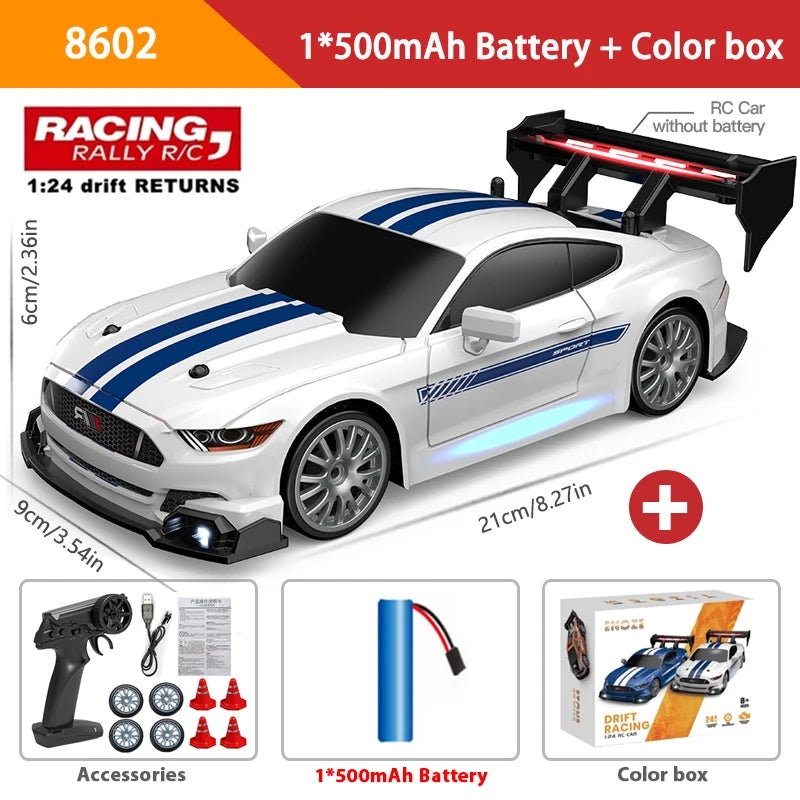 1:24 High Speed RC Drift Vehicle Cars Mustang 4WD Remote Control Racing Car Gift Toy