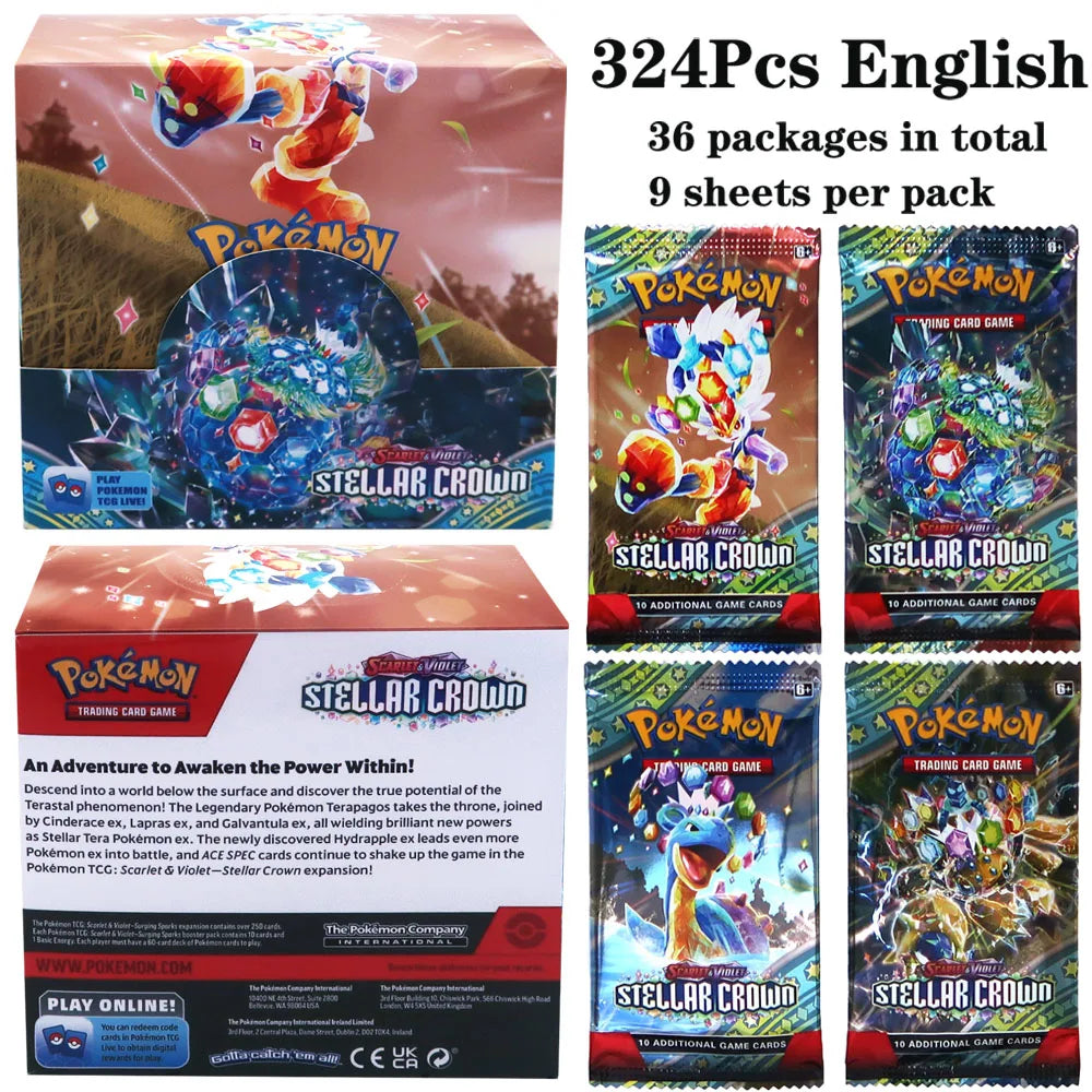 324pcs Pokemon TCG: Sword & Shield-Fusion Strike Booster Display Box (36 Packs) Board Game Card DESTINED RIVALS Stellar Crown