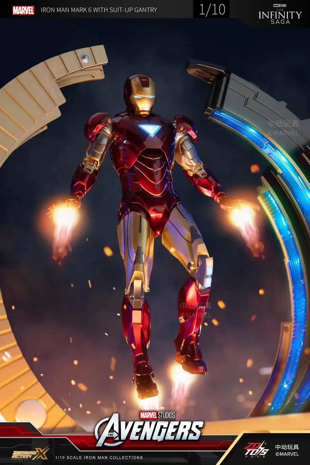 ZD Original Iron Man SUIT-UP GANTRY 1/10 Marvel Legend Demolition stand LED Light MK6 MK4 Armor Tony Stark Model Action Figure