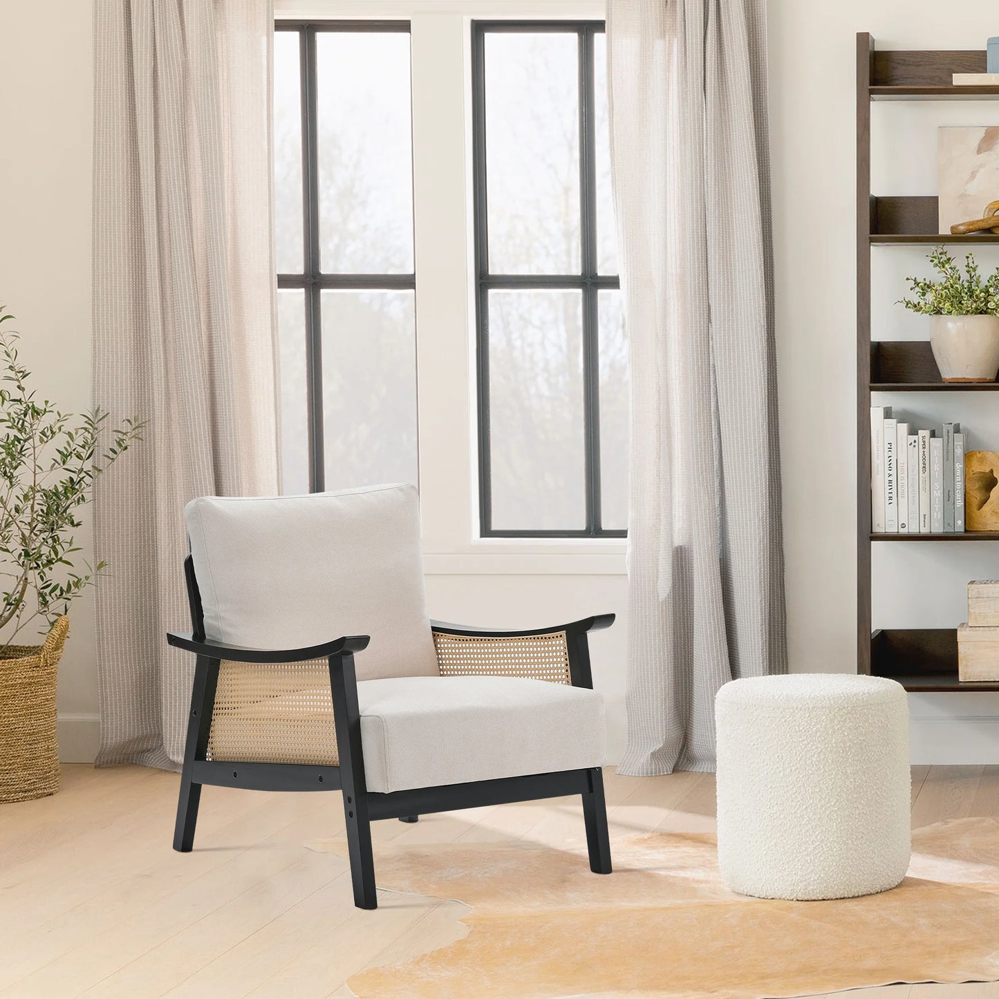 Mid Century Rattan Chair for Living Room Bedroom, 69Cm W X 79Cm D X 79Cm H