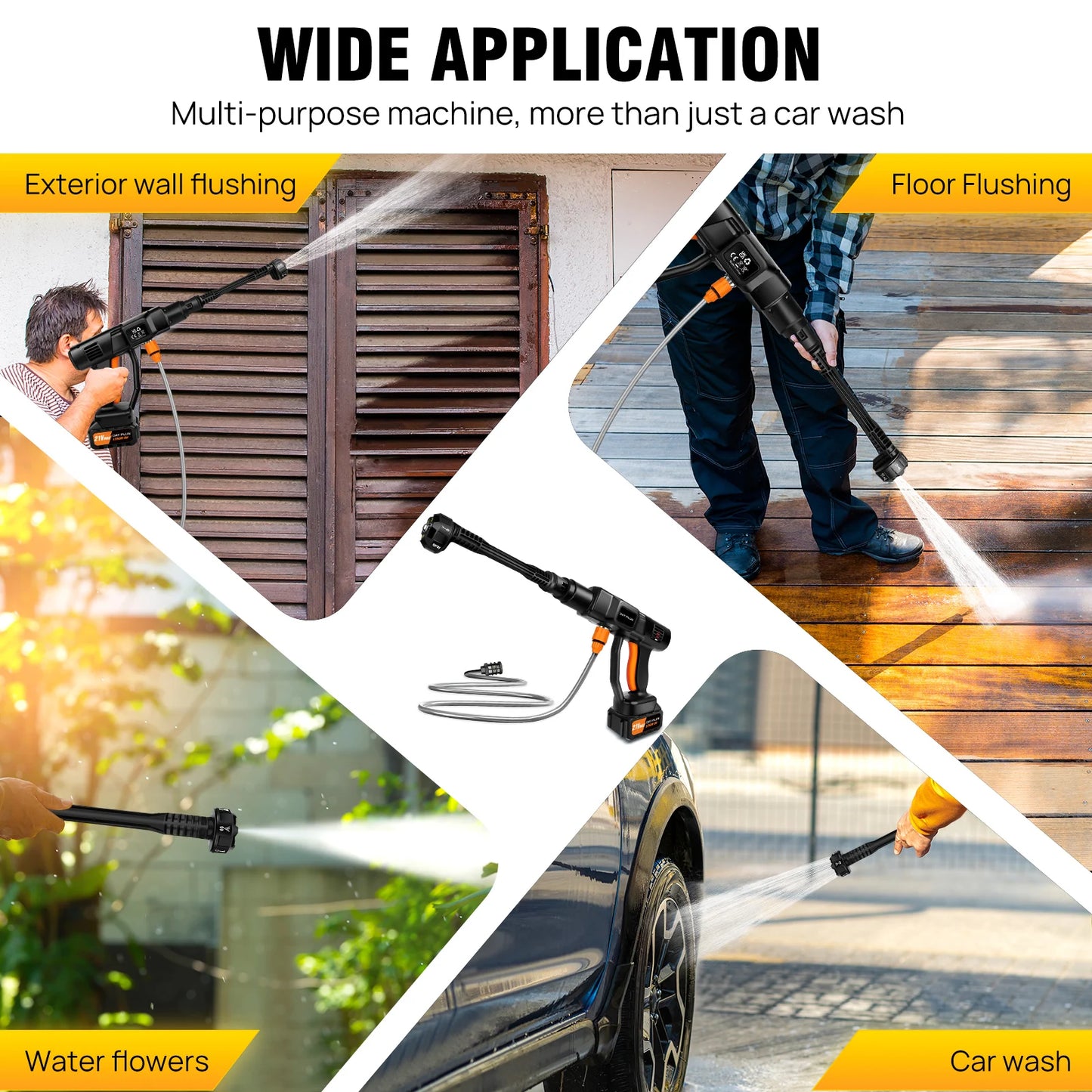 DayPlus Cordless Pressure Washer,6-in-1 Portable 150bar 3.0Ah Battery for Floor/Garden Cleaning
