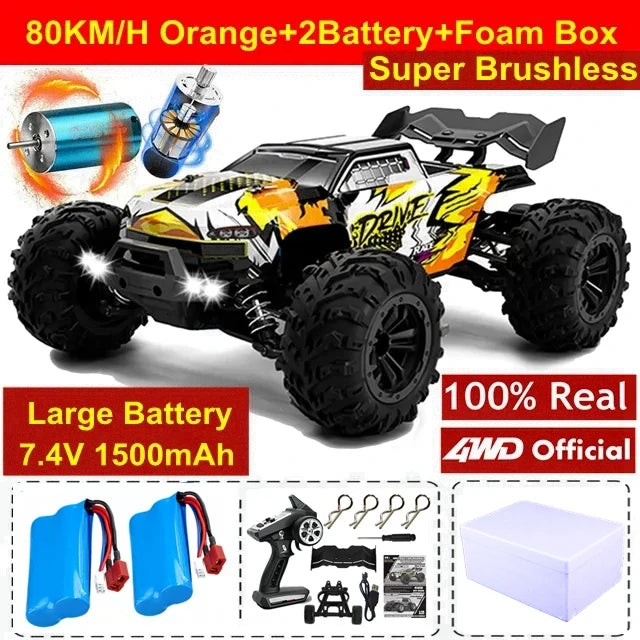 4WD 1:16 80KM/H Super Brushless 50KM/H Brushed RC Car 4x4 Off Road High Speed Drift Racing Truck Toy Kids Adults